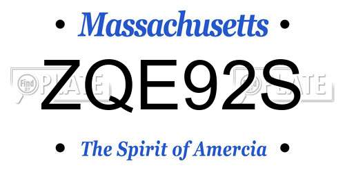 ZQE92S Massachusetts License Plate