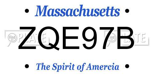 ZQE97B Massachusetts License Plate