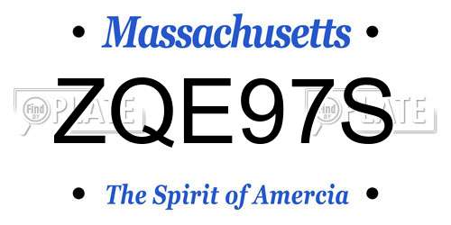ZQE97S Massachusetts License Plate