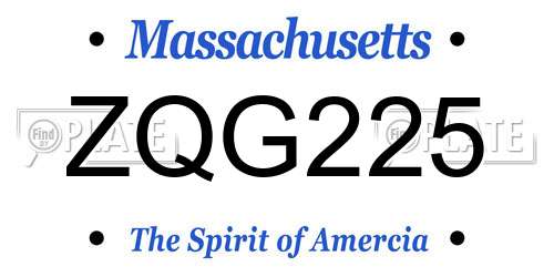 ZQG225 Massachusetts License Plate