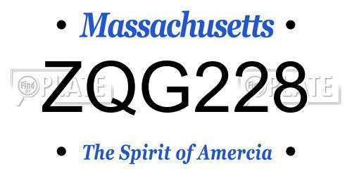 ZQG228 Massachusetts License Plate