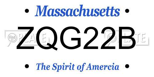 ZQG22B Massachusetts License Plate