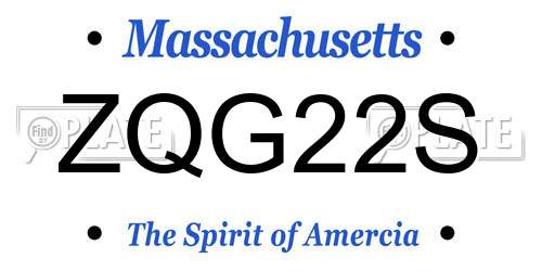 ZQG22S Massachusetts License Plate