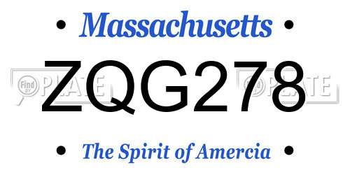 ZQG278 Massachusetts License Plate
