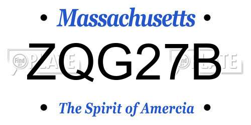 ZQG27B Massachusetts License Plate