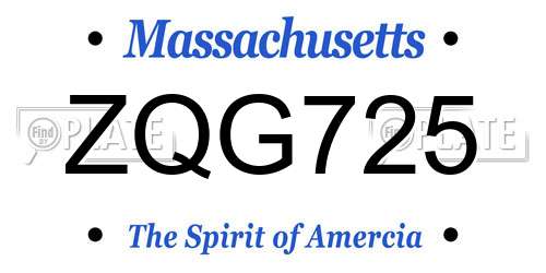 ZQG725 Massachusetts License Plate