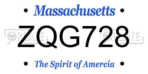 ZQG728 Massachusetts License Plate