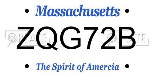 ZQG72B Massachusetts License Plate