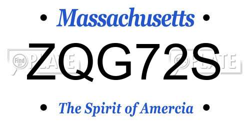 ZQG72S Massachusetts License Plate