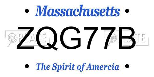 ZQG77B Massachusetts License Plate