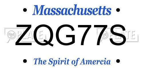 ZQG77S Massachusetts License Plate