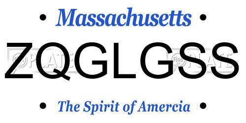 ZQGLGSS Massachusetts License Plate