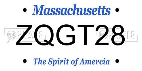 ZQGT28 Massachusetts License Plate