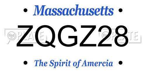 ZQGZ28 Massachusetts License Plate
