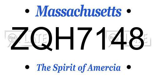 ZQH7148 Massachusetts License Plate