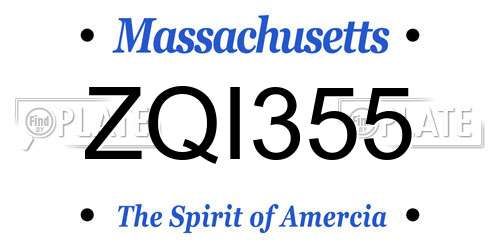 ZQI355 Massachusetts License Plate