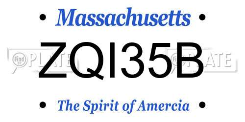 ZQI35B Massachusetts License Plate