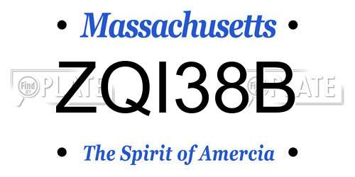 ZQI38B Massachusetts License Plate