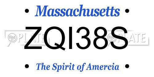 ZQI38S Massachusetts License Plate