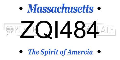 ZQI484 Massachusetts License Plate