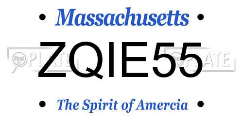 ZQIE55 Massachusetts License Plate