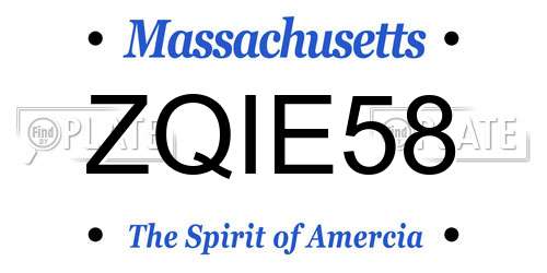 ZQIE58 Massachusetts License Plate