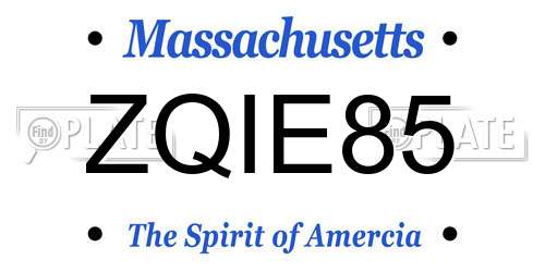ZQIE85 Massachusetts License Plate