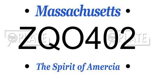 ZQO402 Massachusetts License Plate