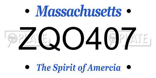 ZQO407 Massachusetts License Plate