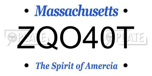 ZQO40T Massachusetts License Plate