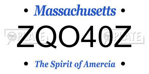 ZQO40Z Massachusetts License Plate