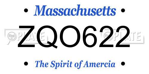 ZQO622 Massachusetts License Plate