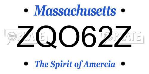 ZQO62Z Massachusetts License Plate