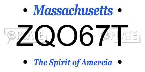 ZQO67T Massachusetts License Plate