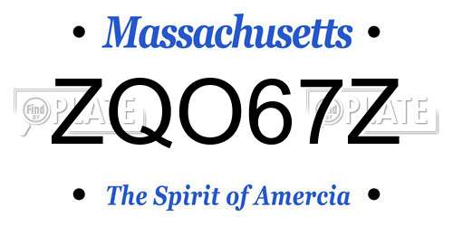 ZQO67Z Massachusetts License Plate