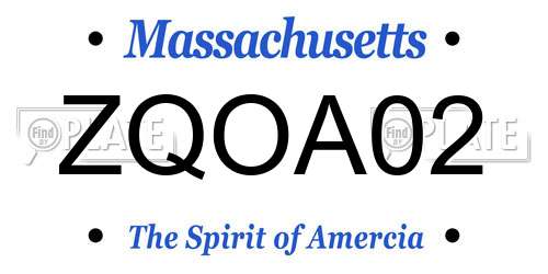 ZQOA02 Massachusetts License Plate