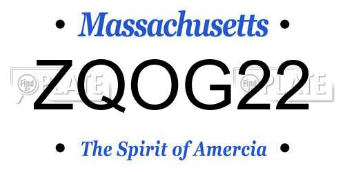 ZQOG22 Massachusetts License Plate