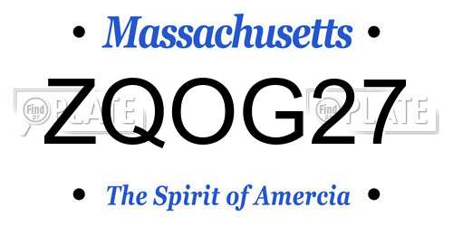 ZQOG27 Massachusetts License Plate