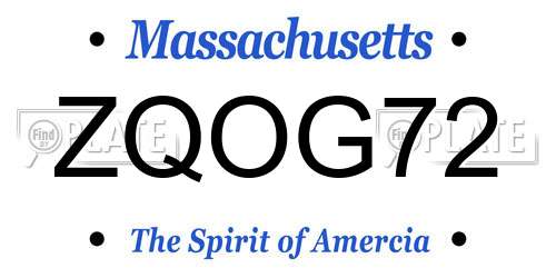 ZQOG72 Massachusetts License Plate