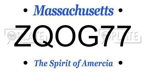 ZQOG77 Massachusetts License Plate