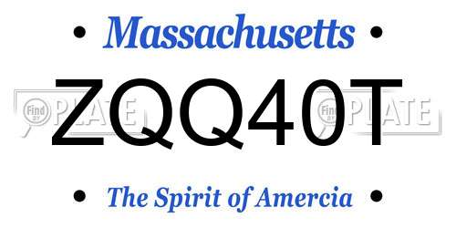 ZQQ40T Massachusetts License Plate
