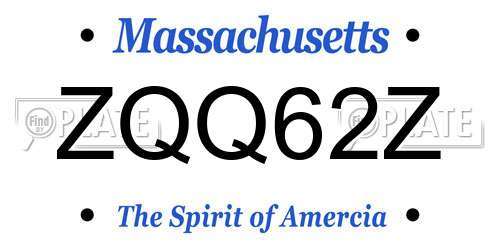 ZQQ62Z Massachusetts License Plate