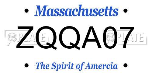 ZQQA07 Massachusetts License Plate
