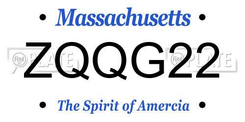 ZQQG22 Massachusetts License Plate