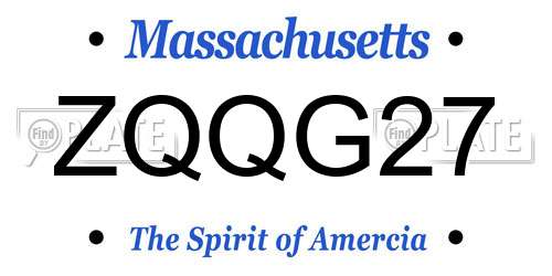 ZQQG27 Massachusetts License Plate