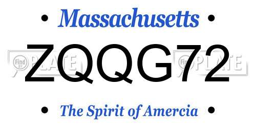 ZQQG72 Massachusetts License Plate
