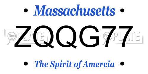 ZQQG77 Massachusetts License Plate