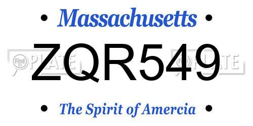 ZQR549 Massachusetts License Plate