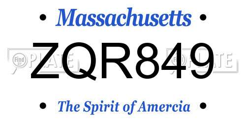 ZQR849 Massachusetts License Plate