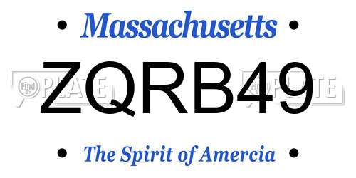 ZQRB49 Massachusetts License Plate